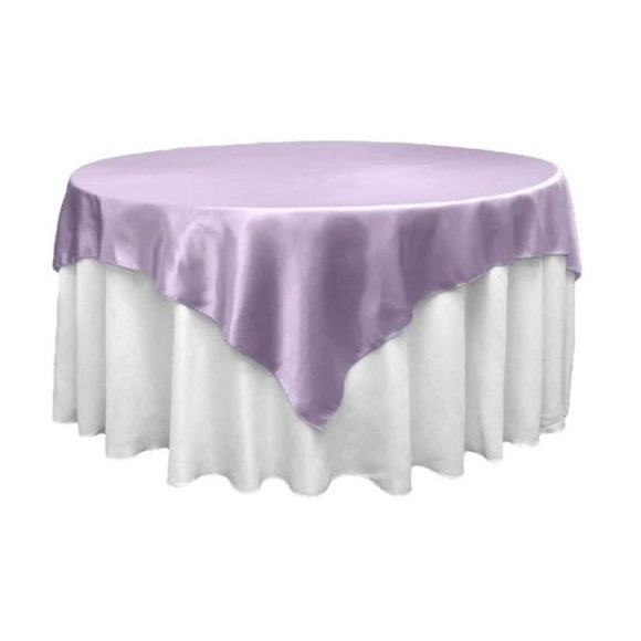Lavender Purple Square 72" Satin Table Overlay Wedding Party Dining Tablecloth - Picture 1 of 1